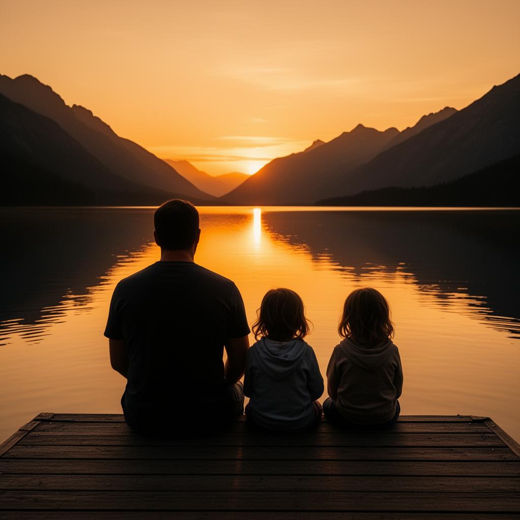 A family by the lake
